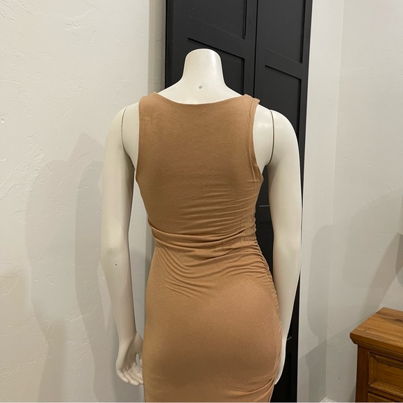 Active USA Asymmetrical Tan Midi Dress - Picture 4 of 9